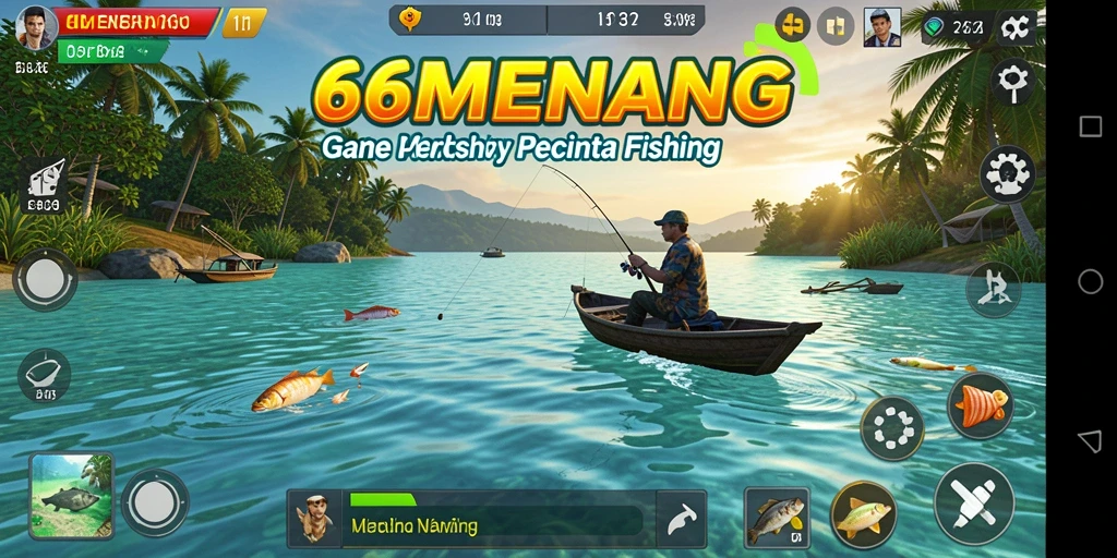 Tampilan gameplay 66MENANG yang menarik saat menangkap ikan.