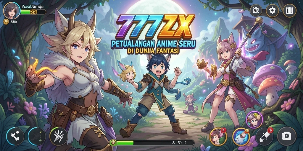 Screenshot menunjukkan aksi seru karakter dalam game Anime.