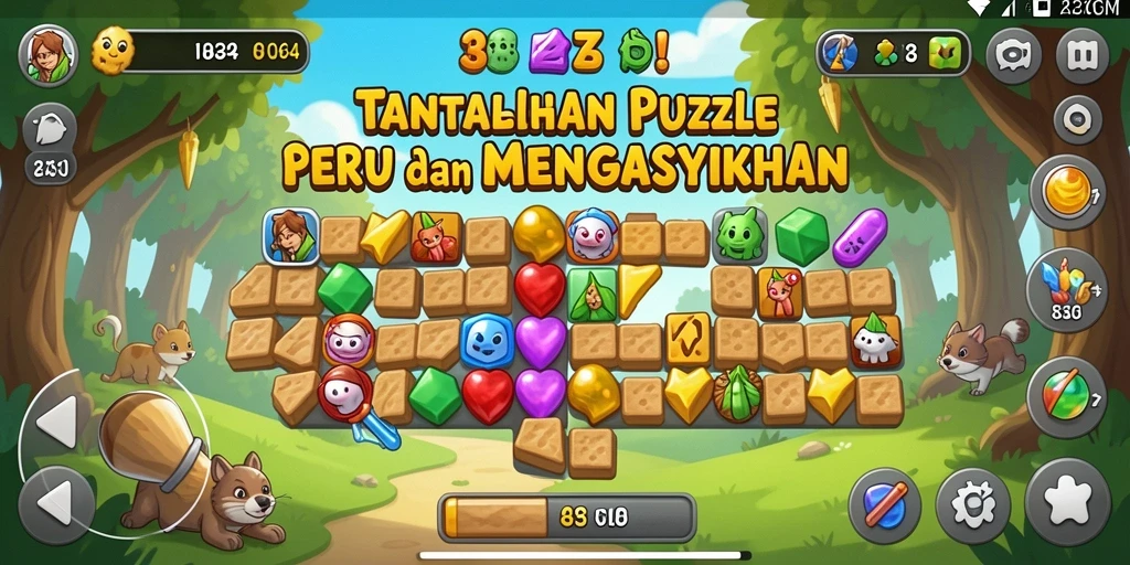 Screenshot gameplay 8364 menampilkan berbagai tantangan puzzle yang memikat.