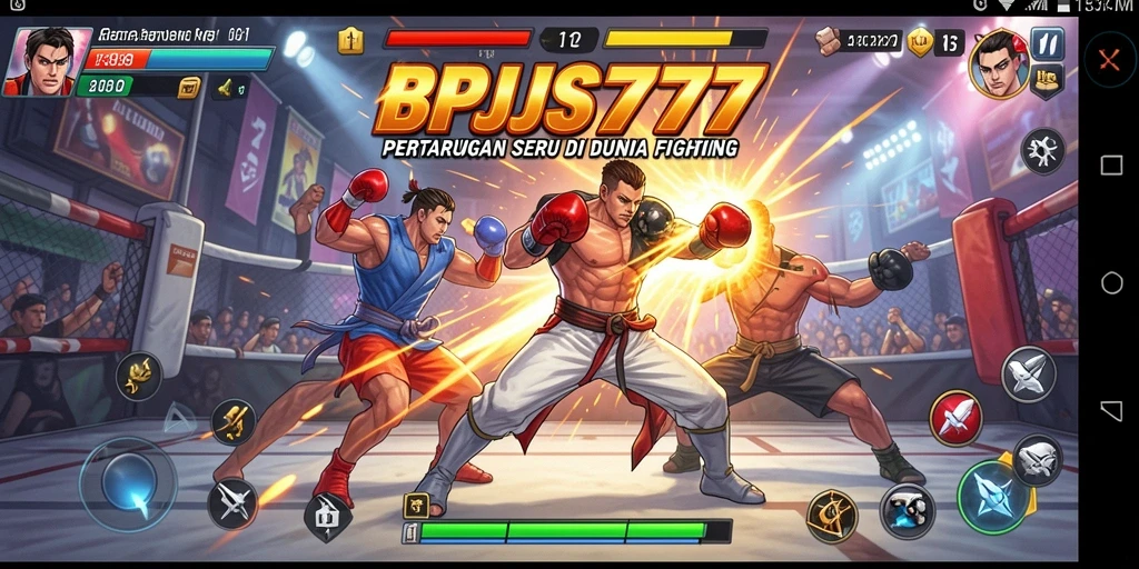 Tangkapan layar gameplay BPJS777 menunjukkan pertempuran epik antara karakter dengan gerakan memukau.
