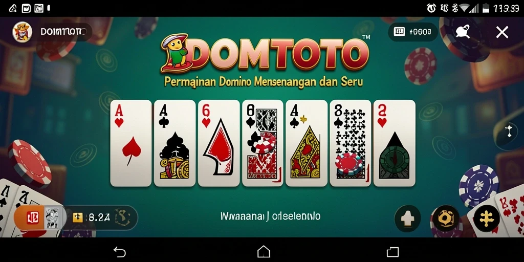 Screenshot gameplay DOMTOTO menampilkan suasana seru bermain domino.