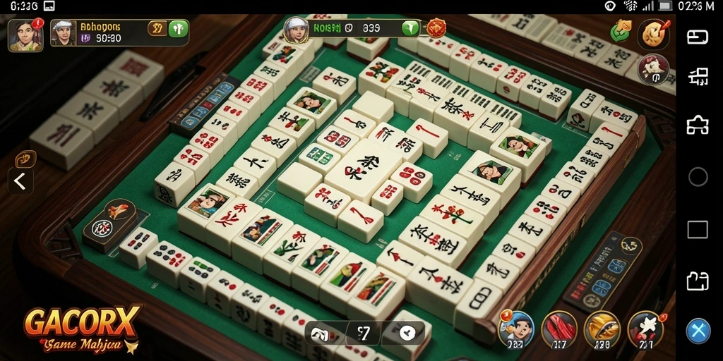 Screenshot GACORX memperlihatkan gameplay Mahjong yang seru dan penuh strategi.