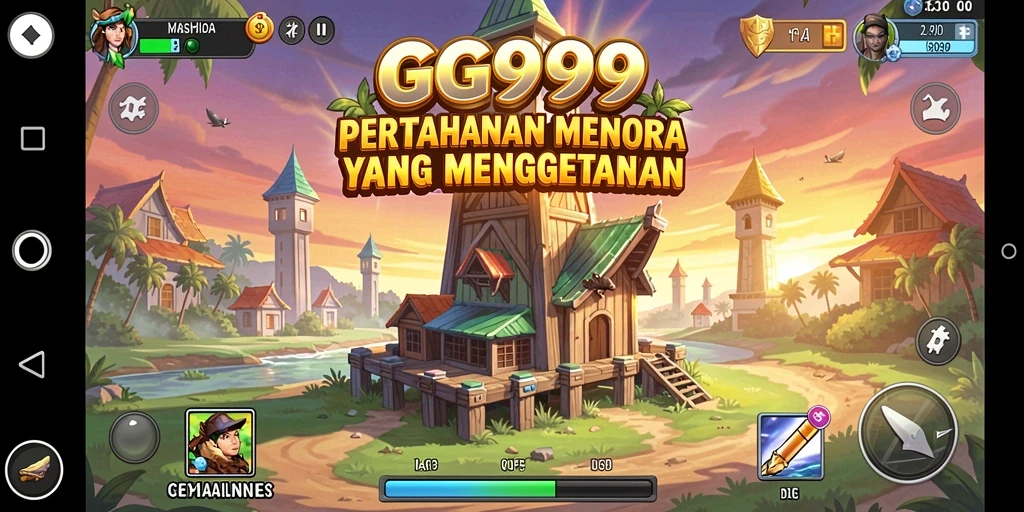 Screenshot GG999 menampilkan aksi seru dari gameplay Tower Defense.