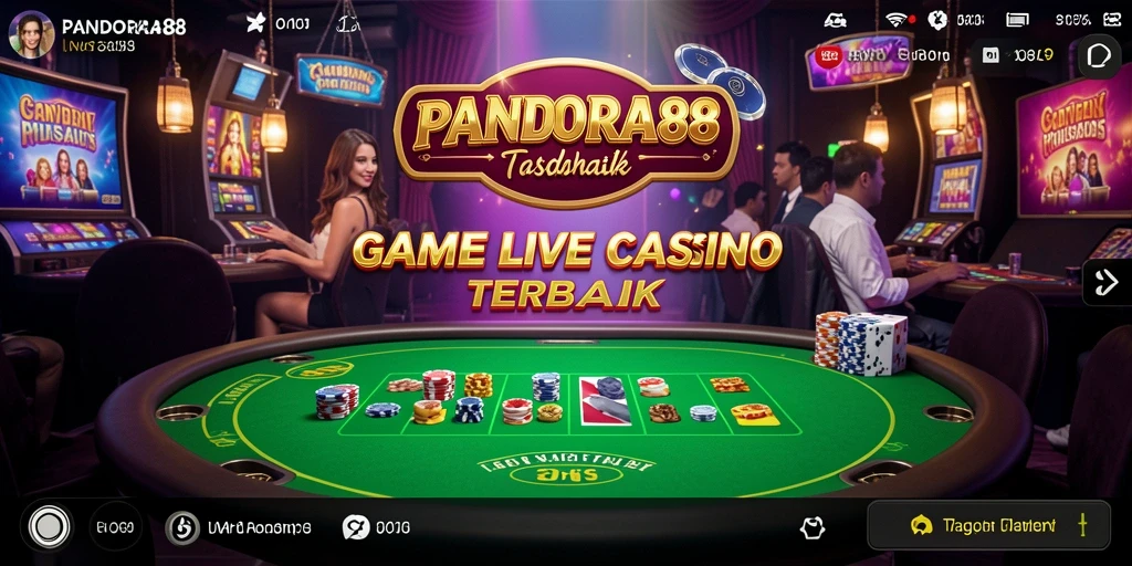 Screenshot PANDORA88 menampilkan dealer live yang sedang bermain dengan pemain.