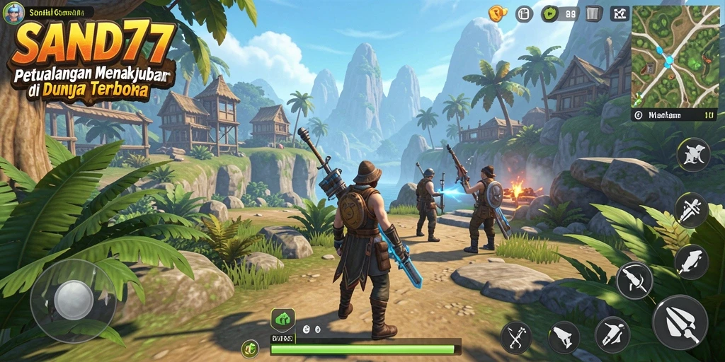 Screenshot utama SAND77 menampilkan gameplay petualangan yang menegangkan.