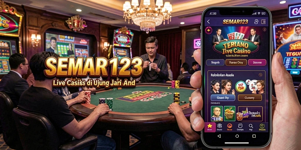 Tampilan gameplay SEMAR123 dengan dealer langsung dalam suasana Live Casino.