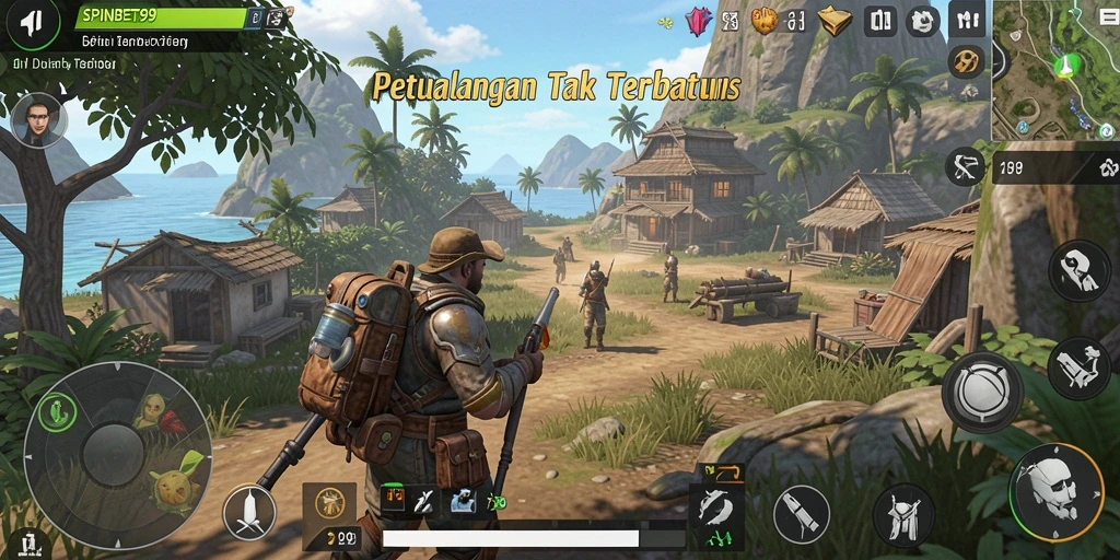 Tampilan gameplay SPINBET99 dalam dunia terbuka yang luas dan menantang.