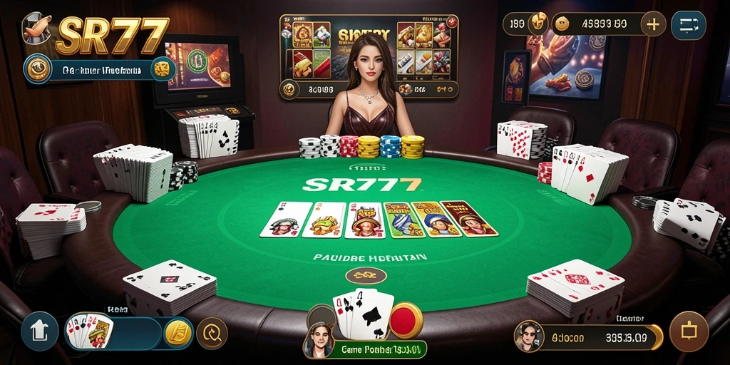 Tampilan gameplay Poker yang mendebarkan di SR777.