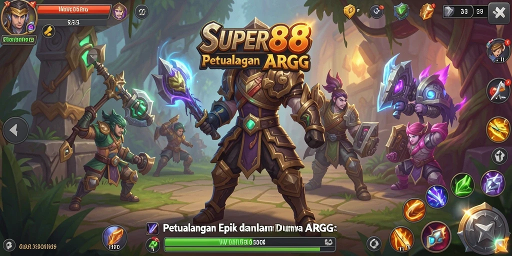Tampilan gameplay mendebarkan dari petualangan ARPG di SUPER88.