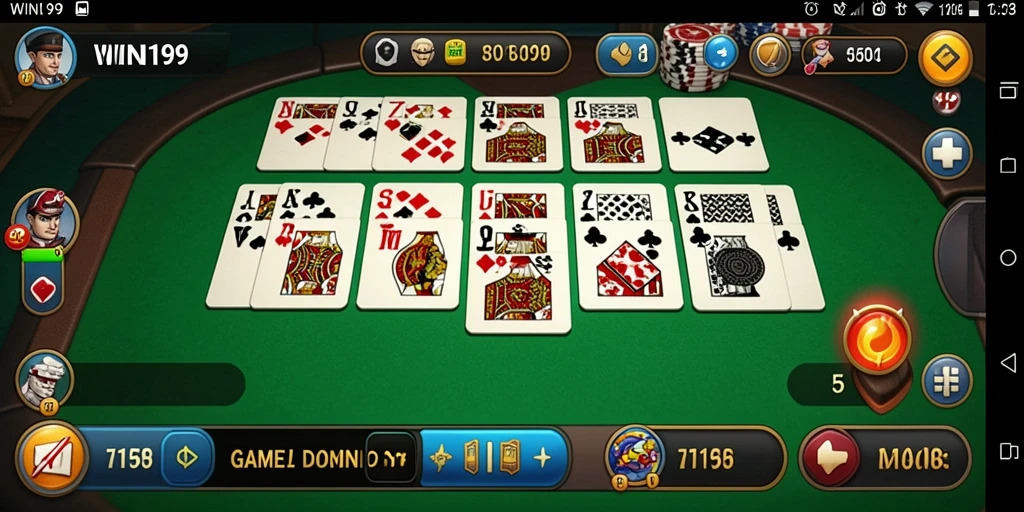 Tampilan screenshot gameplay <strong>WIN199</strong> yang menunjukkan momen seru di papan domino.
